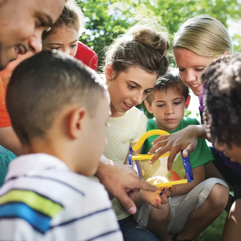 CILT counselor playing a game at summer day camp