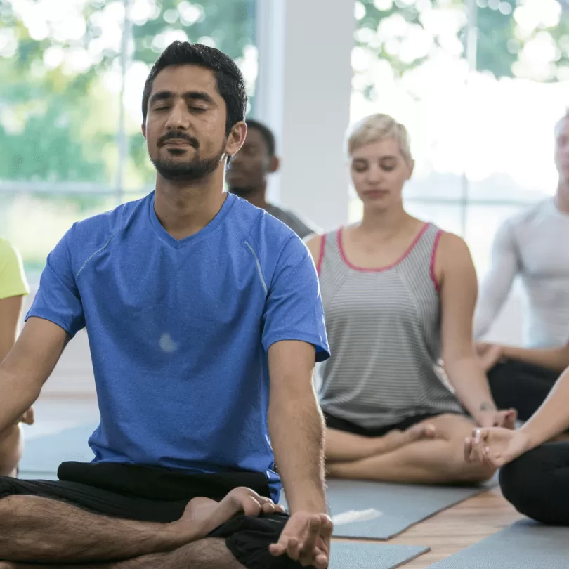 Group yoga class.