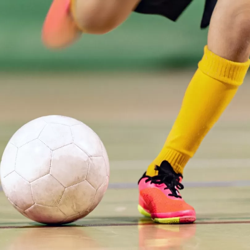 Game of indoor futsal.