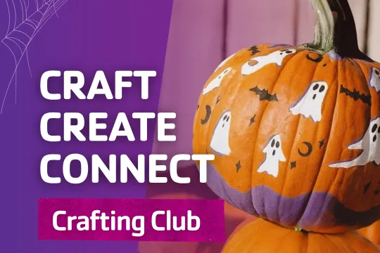 Halloween crafting club graphic.