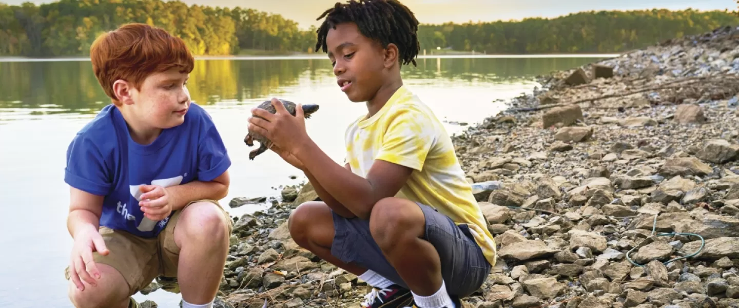 YMCA kids on river bank