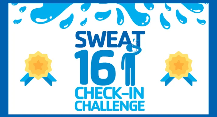 A graphic for the Sweat 16 Check-In Challenge.